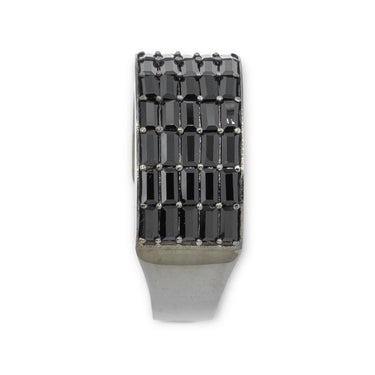 10k Black Rhodium Plated Black Baguette Diamond Ring 3.80 ctw